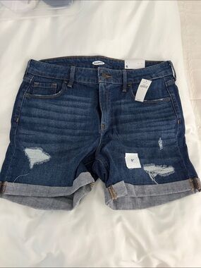 Old Navy Dark Blue Distressed Cuffed Denim Shorts